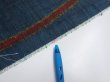 Photo6: 2A08z40  Japanese Kimono Silk TSUMUGI FABRIC Tatewaku Dark cyan 54.7x7.5 (6)