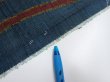 Photo7: 2A08z40  Japanese Kimono Silk TSUMUGI FABRIC Tatewaku Dark cyan 54.7x7.5 (7)