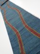Photo1: 2A09z50  Japanese Kimono Silk TSUMUGI FABRIC Tatewaku Dark cyan 76.0x7.3 (1)