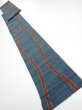 Photo5: 2A09z50  Japanese Kimono Silk TSUMUGI FABRIC Tatewaku Dark cyan 76.0x7.3 (5)