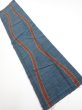 Photo1: 2A10z20  Japanese Kimono Silk TSUMUGI FABRIC Tatewaku Dark cyan 32.3x7.3 (1)
