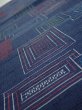 Photo4: 1H02z50  Japanese Kimono Silk TSUMUGI FABRIC  Dark navy 39.4x14.6 (4)