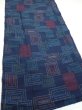 Photo2: 1H04z70  Japanese Kimono Silk TSUMUGI FABRIC  Dark navy 62.2x14.6 (2)