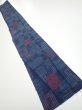Photo5: 1H07z40  Japanese Kimono Silk TSUMUGI FABRIC  Dark navy 61.8x7.5 (5)
