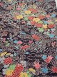 Photo1: 1H01z70  Japanese Kimono Crepe Silk  FABRIC Flowers Dark grape 42.1x14.4 (1)