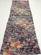 Photo5: 1H02z70  Japanese Kimono Crepe Silk  FABRIC Flowers Dark grape 42.5x14.2 (5)