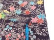 Photo6: 1H03z100  Japanese Kimono Crepe Silk  FABRIC Flowers Dark grape 65.4x14.4 (6)