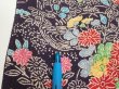 Photo7: 1H03z100  Japanese Kimono Crepe Silk  FABRIC Flowers Dark grape 65.4x14.4 (7)