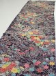 Photo3: 1H04z  Japanese Kimono Crepe Silk  FABRIC Flowers Dark grape (3)