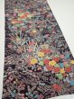 Photo2: 1H05z100  Japanese Kimono Crepe Silk  FABRIC Flowers Dark grape 66.1x14.4 (2)