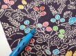 Photo6: 1H05z100  Japanese Kimono Crepe Silk  FABRIC Flowers Dark grape 66.1x14.4 (6)