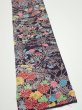 Photo2: 1H07z40  Japanese Kimono Crepe Silk  FABRIC Flowers Dark grape 40.6x6.9 (2)