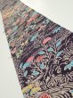 Photo1: 1H09z50  Japanese Kimono Crepe Silk  FABRIC Flowers Dark grape 59.1x7.1 (1)