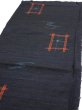 Photo3: 1H02z50  Japanese Kimono Silk TSUMUGI FABRIC Swallow  Navy-Black 41.3x14.4 (3)