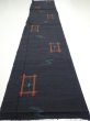 Photo5: 1H04z80  Japanese Kimono Silk TSUMUGI FABRIC Swallow  Navy-Black 64.6x14.2 (5)