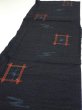 Photo3: 1H06z80  Japanese Kimono Silk TSUMUGI FABRIC Swallow  Navy-Black 64.6x14.2 (3)
