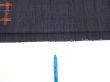 Photo5: 1H07z40  Japanese Kimono Silk TSUMUGI FABRIC Swallow  Navy-Black 57.5x7.5 (5)