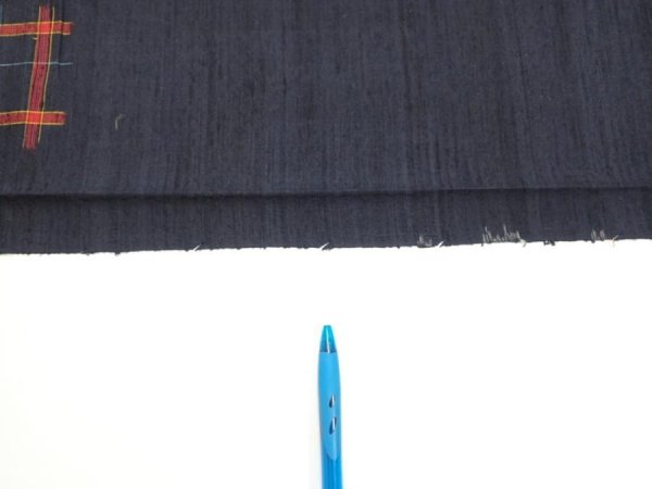 Photo5: 1H07z40  Japanese Kimono Silk TSUMUGI FABRIC Swallow  Navy-Black 57.5x7.5 (5)