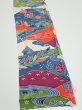 Photo3: 1H10z30  Japanese Kimono Crepe Silk  FABRIC Scenery Off-white 35.8x6.3 (3)