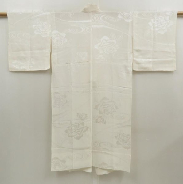 Photo1: 5405T01z510  Japanese Kimono Synthetic JUBAN Peony Off-white (1)