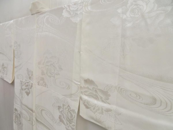 Photo2: 5405T01z510  Japanese Kimono Synthetic JUBAN Peony Off-white (2)