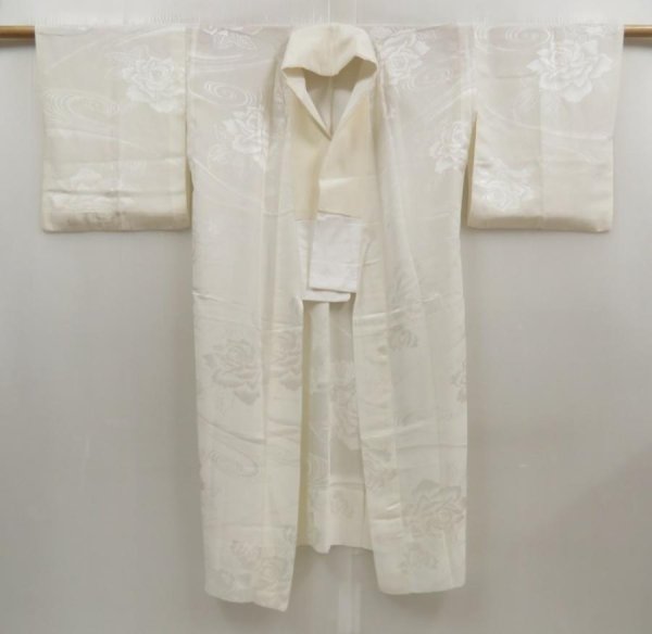 Photo6: 5405T01z510  Japanese Kimono Synthetic JUBAN Peony Off-white (6)