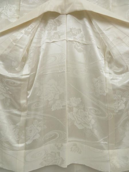 Photo7: 5405T01z510  Japanese Kimono Synthetic JUBAN Peony Off-white (7)