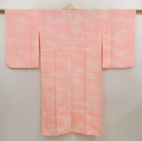 Photo1: 5405T02z360 Vintage Japanese Kimono Silk JUBAN Butterfly Pink (1)