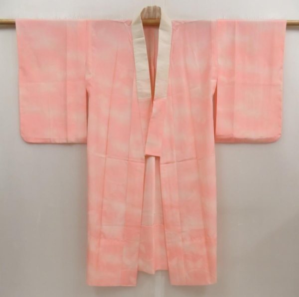 Photo8: 5405T02z360 Vintage Japanese Kimono Silk JUBAN Butterfly Pink (8)