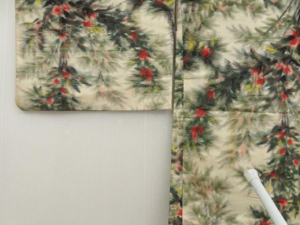 Photo5: 5405T03z390 Vintage Japanese Kimono Silk MEISEN HAORI Tree Sand beige (5)