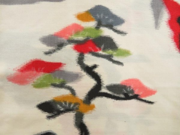 Photo4: 5405T04z390 Vintage Japanese Kimono Silk MEISEN HAORI Scenery Off-white (4)