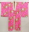 Photo8: 5405T05z470 Antique Japanese Kimono Silk JUBAN Crane Pink-Purple (8)