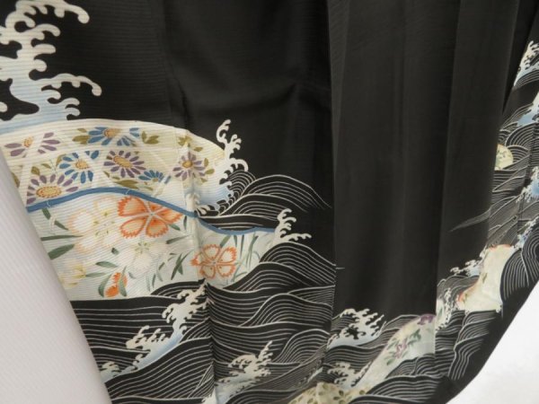 Photo3: 5405T06z730 Antique Japanese Kimono Silk RO TOMESODE HIKIZURI GEIKO (3)