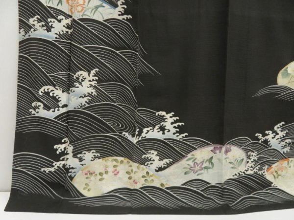 Photo6: 5405T06z730 Antique Japanese Kimono Silk RO TOMESODE HIKIZURI GEIKO (6)