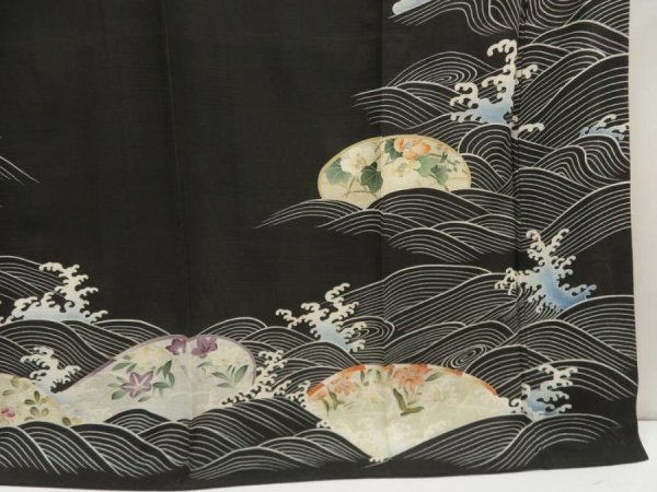 Photo7: 5405T06z730 Antique Japanese Kimono Silk RO TOMESODE HIKIZURI GEIKO (7)