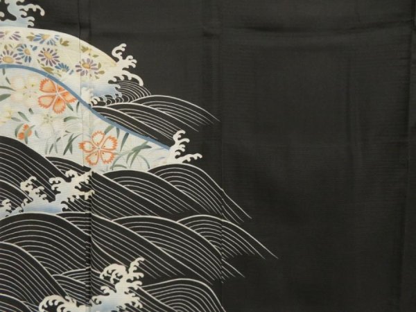 Photo8: 5405T06z730 Antique Japanese Kimono Silk RO TOMESODE HIKIZURI GEIKO (8)