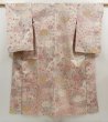 Photo1: 5405T07z510 Vintage Japanese Kimono Silk HITOE KOMON Peacock Sand beige (1)