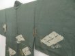 Photo2: 5405T08z550 Vintage Japanese Kimono Silk HAORI Chrysanthemum Grass green (2)