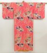 Photo1: 5405T12z530 Antique Japanese Kimono Silk Girl's  Jigami Red-Pink (1)