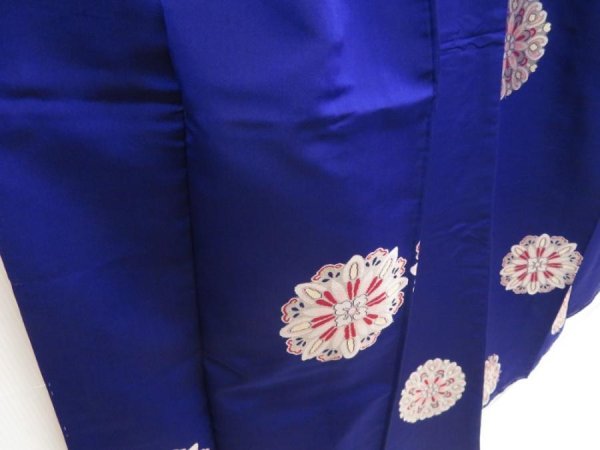 Photo3: 5405T13z750 Vintage Japanese Kimono Silk OMESHI Flower Dark lavender blue (3)