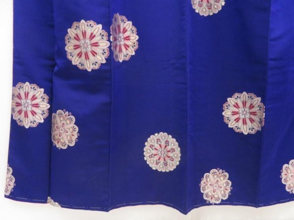 Photo4: 5405T13z750 Vintage Japanese Kimono Silk OMESHI Flower Dark lavender blue (4)