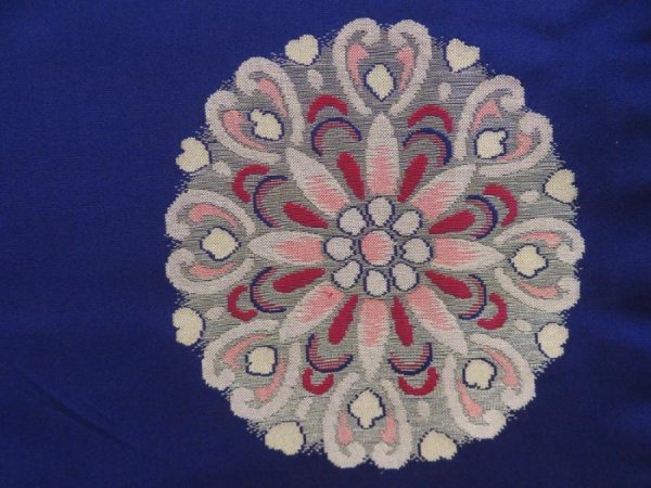 Photo6: 5405T13z750 Vintage Japanese Kimono Silk OMESHI Flower Dark lavender blue (6)