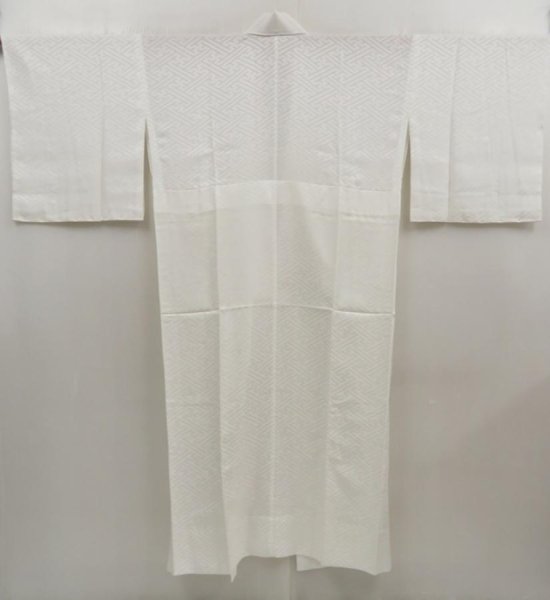 Photo1: 5405T15z460  Japanese Kimono Silk JUBAN Sayagata Off-white (1)