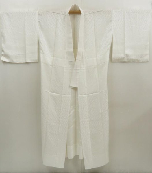 Photo6: 5405T15z460  Japanese Kimono Silk JUBAN Sayagata Off-white (6)