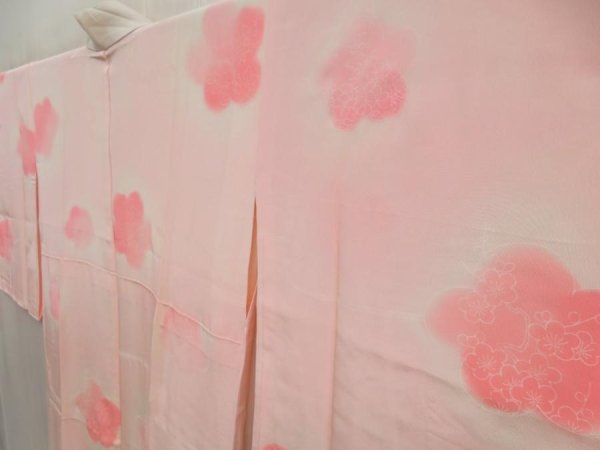 Photo2: 5411T02z550 Vintage Japanese Kimono Silk JUBAN Plum blossom Pink (2)