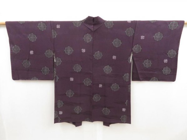 Photo1: 5411T03z580 Vintage Japanese Kimono Silk HAORI  Dark purple (1)