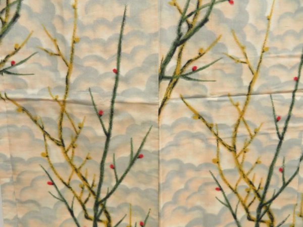 Photo3: 5411T04z410 Vintage Japanese Kimono Silk MEISEN HAORI Branch Peach (3)