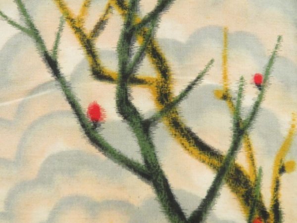 Photo4: 5411T04z410 Vintage Japanese Kimono Silk MEISEN HAORI Branch Peach (4)