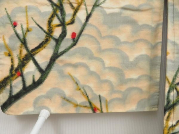 Photo5: 5411T04z410 Vintage Japanese Kimono Silk MEISEN HAORI Branch Peach (5)