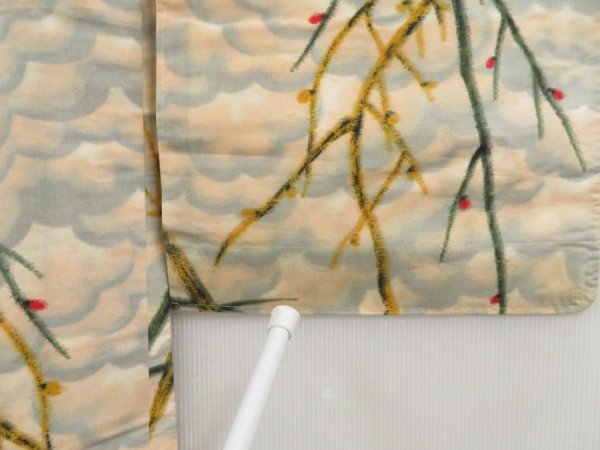 Photo7: 5411T04z410 Vintage Japanese Kimono Silk MEISEN HAORI Branch Peach (7)